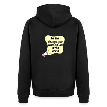 Be the change you want to see in the worl - Unisex Premium Bio Zip Hoodie - Schwarz - Hinten - Nico (187cm)