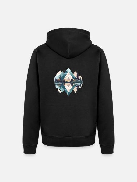 Minimalistic Mountains - Unisex Premium Organic Zip Hoodie - black