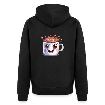 Cocoa Watercolor Drawing - Unisex Premium Organic Zip Hoodie - black - Back - Nico (187cm)