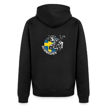 SVERIGE Elch Schweden Tier Wildnis Wilsigns - Unisex Premium Bio Zip Hoodie - Schwarz - Hinten - Nico (187cm)