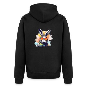 Log the rabbit - Unisex Premium Organic Zip Hoodie - black - Back - Nico (187cm)
