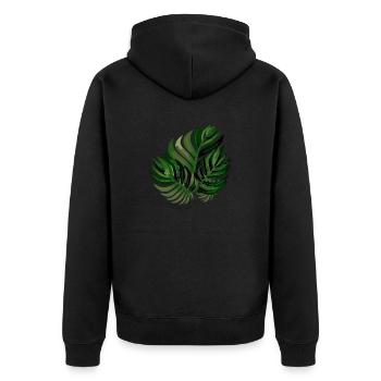 Palm leaf - Unisex Premium Organic Zip Hoodie - black - Back - Nico (187cm)