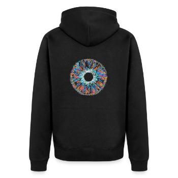 Colorful Eye Iris All Seeing Mandala Pupil - Unisex Premium Organic Zip Hoodie - black - Back - Nico (187cm)