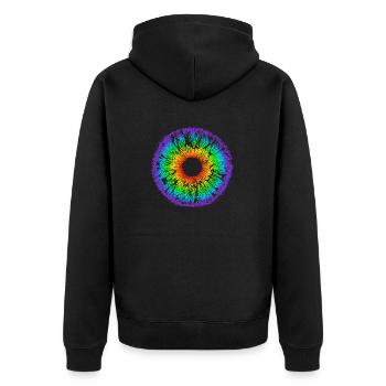 Rainbow Eye, Iris, LGBT, Gay Pride, Mandala - Unisex Premium Organic Zip Hoodie - black - Back - Nico (187cm)
