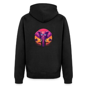 Synthwave Elephant Sunset - Veste à capuche bio Premium Unisexe - noir - Dos - Nico (187cm)