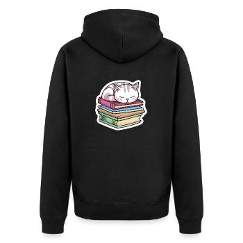 Chat de livre couché - Veste à capuche bio Premium Unisexe - noir - Dos - Nico (187cm)