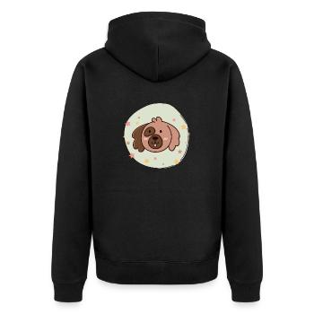 Hund - Unisex Premium Bio Zip Hoodie - Schwarz - Hinten - Nico (187cm)
