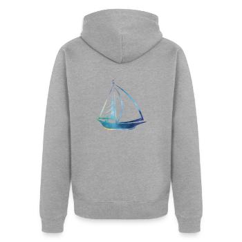 Segelschiff - Unisex Premium Bio Zip Hoodie - Grau meliert - Hinten - Nico (187cm)