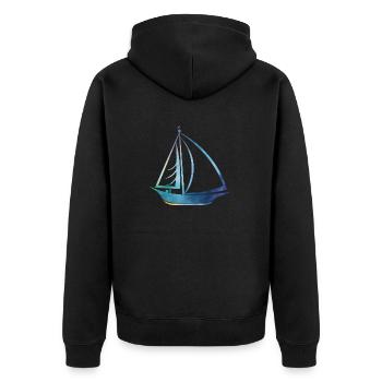 Sailing ship - Unisex Premium Organic Zip Hoodie - black - Back - Nico (187cm)