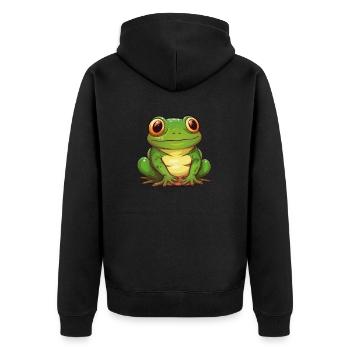 Frog - Unisex Premium Organic Zip Hoodie - black - Back - Nico (187cm)