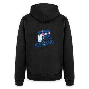 Iceland fox - Unisex Premium Bio Zip Hoodie - Schwarz - Hinten - Nico (187cm)