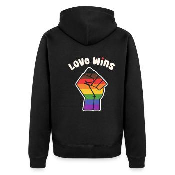 L’amour gagne le poing de la fierté alternative pour l’égalité - Veste à capuche bio Premium Unisexe - noir - Dos - Nico (187cm)