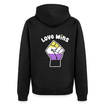 Love Wins Nonbinary Pride Fist for Equality - Unisex Premium Organic Zip Hoodie - black - Back - Nico (187cm)