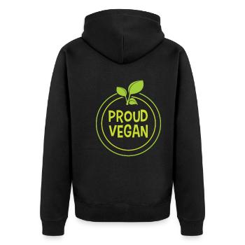 Symbol for proud vegans - Unisex Premium Organic Zip Hoodie - black - Back - Nico (187cm)