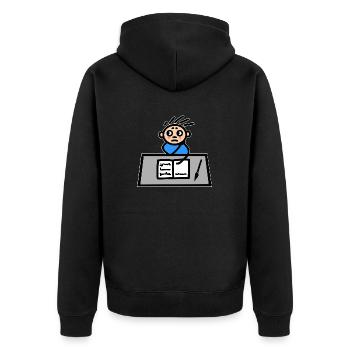 Junge Schreibtisch - Lernen Schule Hausaufgaben - Unisex Premium Bio Zip Hoodie - Schwarz - Hinten - Nico (187cm)