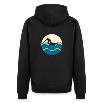 Vintage Classic Ride With The Wave Surfing - Unisex Premium Organic Zip Hoodie - black - Back - Nico (187cm)