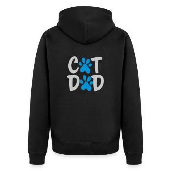 Pfote Logo Cat Dad - Unisex Premium Bio Zip Hoodie - Schwarz - Hinten - Nico (187cm)