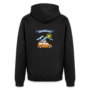 womo ruft campingbus - Unisex Premium Bio Zip Hoodie - Schwarz - Hinten - Nico (187cm)