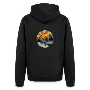 Sonnige Berggipfel - Unisex Premium Bio Zip Hoodie - Schwarz - Hinten - Nico (187cm)