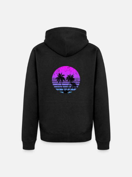 palm trees retro sun - Unisex Premium Organic Zip Hoodie - black