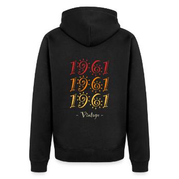 1961 vintage - Unisex Premium Organic Zip Hoodie - black - Back - Nico (187cm)