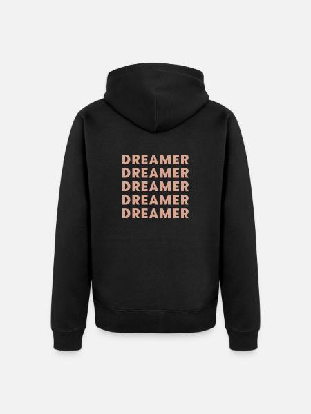 Dreamer, repeat Motivation text - Unisex Premium Organic Zip Hoodie - black