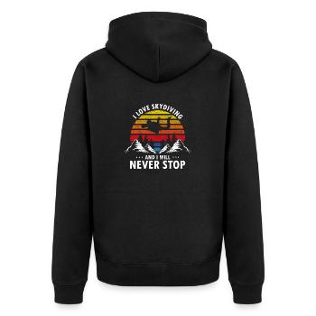 I Love Skydiving & I Will Never Stop Awesome Retro - Unisex Premium Bio Zip Hoodie - Schwarz - Hinten - Nico (187cm)