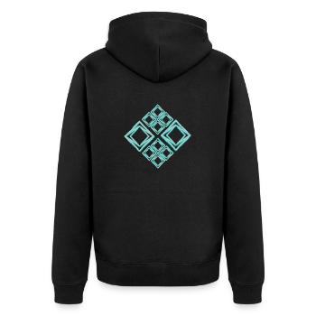 Turquoise géométrique - Veste à capuche bio Premium Unisexe - noir - Dos - Nico (187cm)