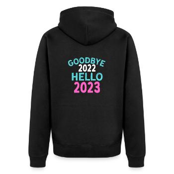Goodbye And Hello - Unisex Premium Bio Zip Hoodie - Schwarz - Hinten - Nico (187cm)