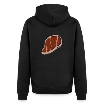Steak Meat Beef Food and Grilling - Unisex Premium Organic Zip Hoodie - black - Back - Nico (187cm)