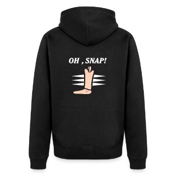 Oh, Snap! Funny Prosthesis Prosthetic Designs - Unisex Premium Organic Zip Hoodie - black - Back - Nico (187cm)