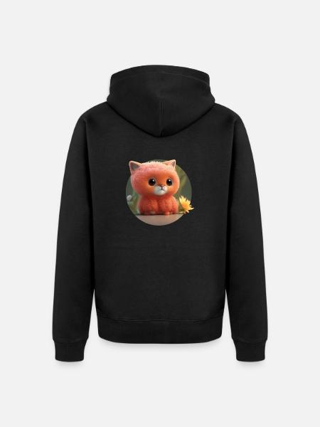 Blumenkatze - Unisex Premium Bio Zip Hoodie - Schwarz