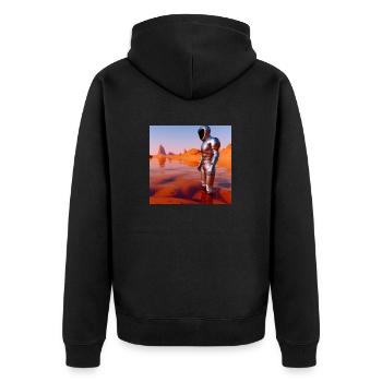 Diver on Mars - Unisex Premium Bio Zip Hoodie - Schwarz - Hinten - Nico (187cm)