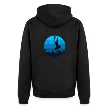 Kitesurfer, Kiten, Kitesurfing am Gardasee/Italien - Unisex Premium Bio Zip Hoodie - Schwarz - Hinten - Nico (187cm)
