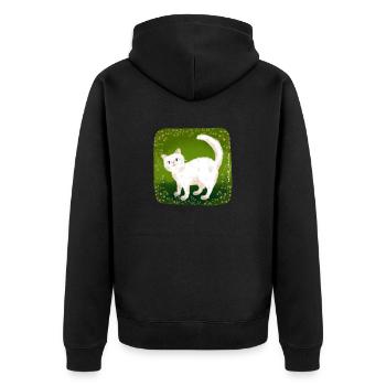 süße Katze - Unisex Premium Bio Zip Hoodie - Schwarz - Hinten - Nico (187cm)