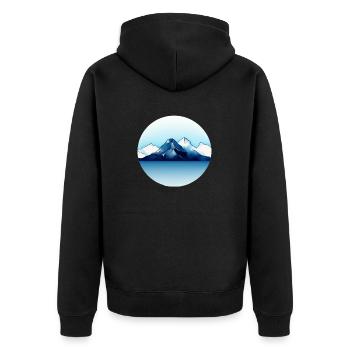 Gebirgslandschaft Geometrische Kunst - Unisex Premium Bio Zip Hoodie - Schwarz - Hinten - Nico (187cm)