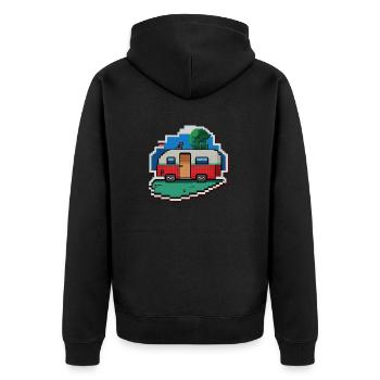pixel vintage camper car - Unisex Premium Bio Zip Hoodie - Schwarz - Hinten - Nico (187cm)