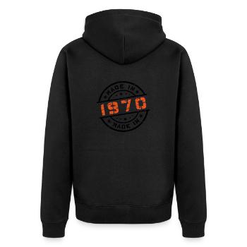 Année de naissance Anniversaire Né en - Fabriqué en 1970 - Veste à capuche bio Premium Unisexe - noir - Dos - Nico (187cm)