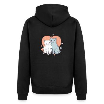 Cat love - Unisex Premium Organic Zip Hoodie - black - Back - Nico (187cm)