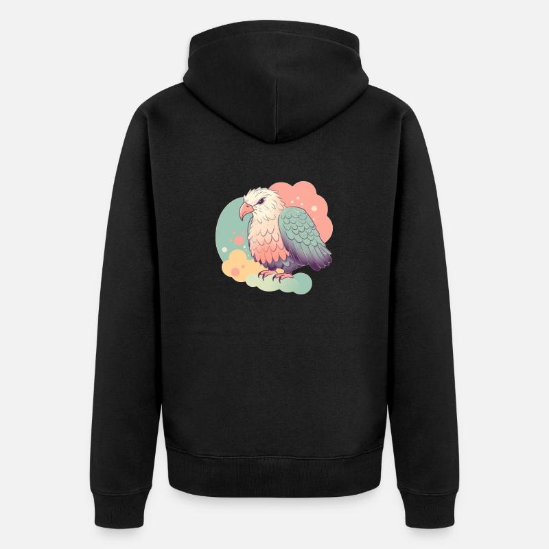 aigle pastel mignon illustration - Veste à capuche bio Premium Unisexe - noir