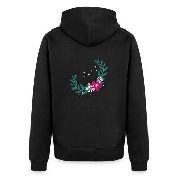 Flower Blume Pflanze - Unisex Premium Bio Zip Hoodie - Schwarz - Hinten - Nico (187cm)