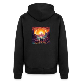 Magische Reise - Unisex Premium Bio Zip Hoodie - Schwarz - Hinten - Nico (187cm)