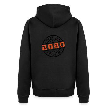 Année de naissance Anniversaire né en - Fabriqué en 2020 - Veste à capuche bio Premium Unisexe - noir - Dos - Nico (187cm)