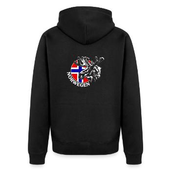 NORWEGEN Elch Tier Wildnis Wilsigns - Unisex Premium Bio Zip Hoodie - Schwarz - Hinten - Nico (187cm)