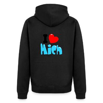 I ❤ Mich - Unisex Premium Bio Zip Hoodie - Schwarz - Hinten - Nico (187cm)