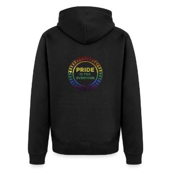 Stolz ist für alle da - Unisex Premium Bio Zip Hoodie - Schwarz - Hinten - Nico (187cm)