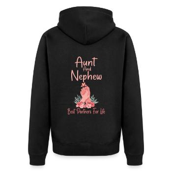 Aunt & Nephew Best Partners For Life - Veste à capuche bio Premium Unisexe - noir - Dos - Nico (187cm)