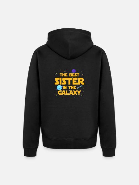 Die beste Schwester der Galaxis - Unisex Premium Bio Zip Hoodie - Schwarz