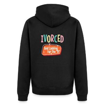 Lustiges Scheidung Glücklich Geschieden und - Unisex Premium Bio Zip Hoodie - Schwarz - Hinten - Nico (187cm)