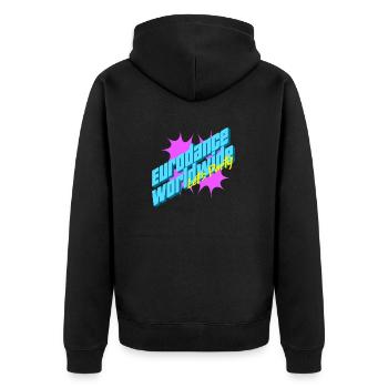 Eurodance Weltweit - Unisex Premium Bio Zip Hoodie - Schwarz - Hinten - Nico (187cm)